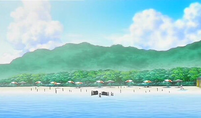 Public double penetration on the beach with redheaded hentai girl