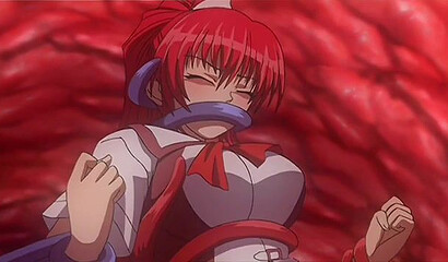 Public double penetration on the beach with redheaded hentai girl