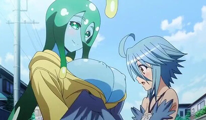 Anime blob girl polishes her master's cock to a shine