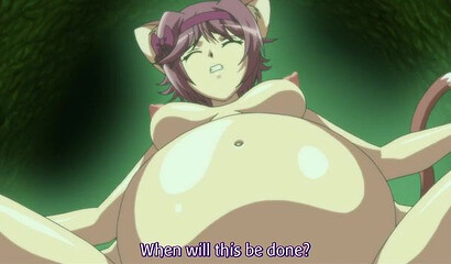 The long tentacles of the horrible monster fill all the holes of the cartoon girl