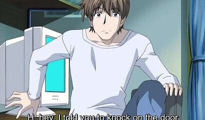 Teacher with big tits fucks hentai school student in library