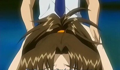 Pervert fucked a lesbian schoolgirl in the ass from an anime porn cartoon