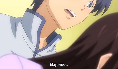 Busty anime hottie sucks under the table and fucks her stepbrother