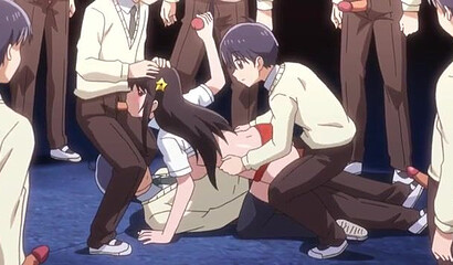 Alien clones fuck a cute hentai girl in all her holes