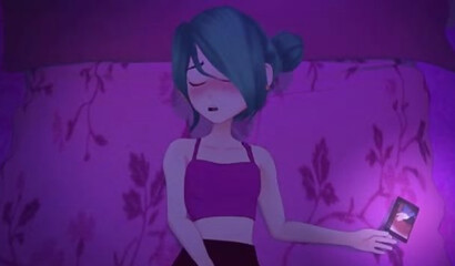 Meru's succubus girlfriend masturbates and fantasizes about group sex with guys