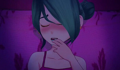 Meru's succubus girlfriend masturbates and fantasizes about group sex with guys