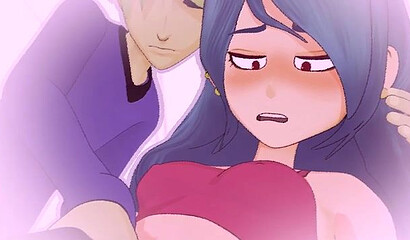 Meru's succubus girlfriend masturbates and fantasizes about group sex with guys