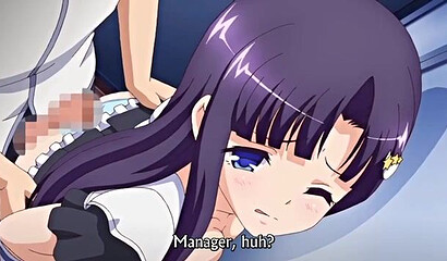 Hentai restaurant waitress fucks in the restroom with a cute customer