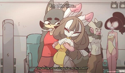 Anime sex battle: fox wrestler fucked and cum in pussy of bunny wrestler