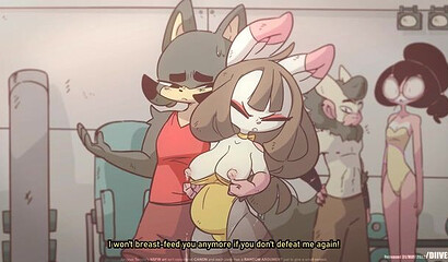 Anime sex battle: fox wrestler fucked and cum in pussy of bunny wrestler