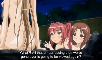 Hentai girlfriends masturbate and fuck while vacationing at hot springs