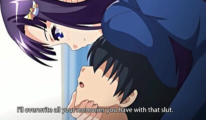 The heroine of a Japanese hentai cartoon fucks in the locker room with her stepbrother