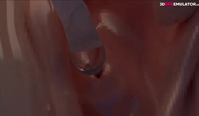 3D porn X-ray: young girl masturbates with a chupa-chupa and moans