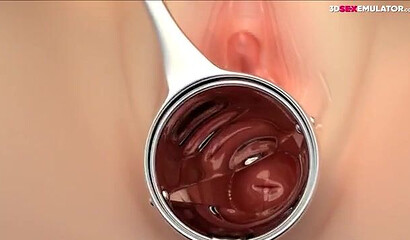 3D porn X-ray: young girl masturbates with a chupa-chupa and moans