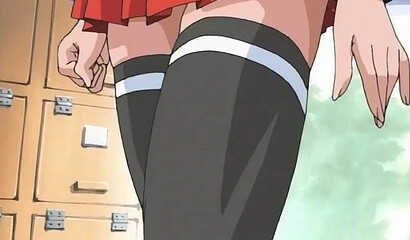 A demon teacher fucks one of her students with a futanari cock in a hentai cartoon