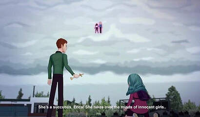 Final battle with sexy teen succubus Meru in XXX cartoon