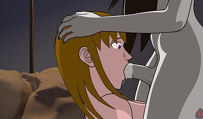 Sadako Yamamura with a futanari dick fucks a cartoon girl in the ass