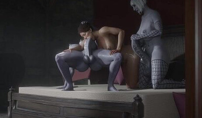 Two foot elves give double penetration to a brothel prostitute