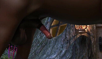 Forest futa satyr girl fist-fucking big centaur girl's cunt