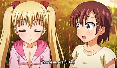 Kinky dad and sister with a strapon give a hentai girl a double fuck