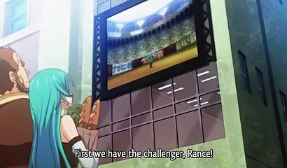 Hentai hottie in swimsuit fucks her friend on the lawn