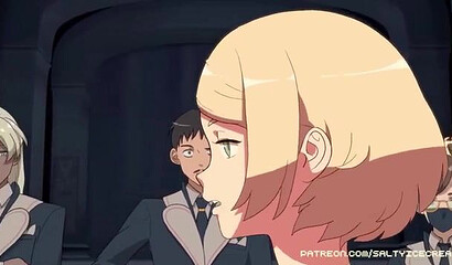 Anime blonde with big breasts performs initiation ritual for succubus academy