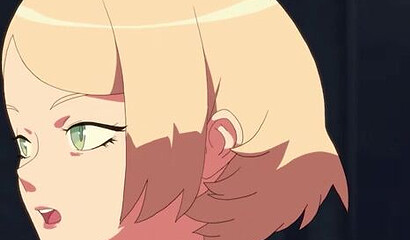 Anime blonde with big breasts performs initiation ritual for succubus academy