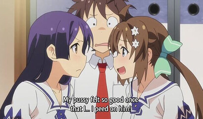 A nimble guy took the virginity of two cute hentai girlfriends