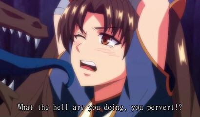 Huge dragon fucks two sexy female warriors from an anime cartoon with his big cock