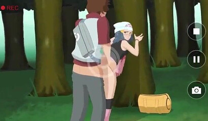 Pokémon battle winner fucks pretty girl Dawn in the woods