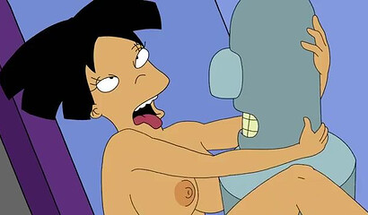 Dirty robot Bender from the cartoon Futurama fucked Asian Amy Wong in the ass.