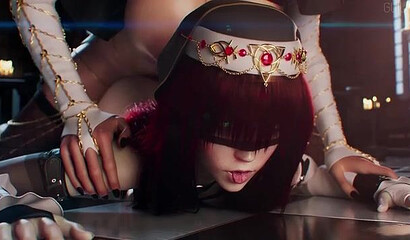 Dark nun with futanari dick fucks pretty girl in ass in 3D porn cartoon