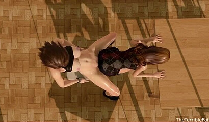 Teacher with futanari dick fucks student in 3D sex cartoon