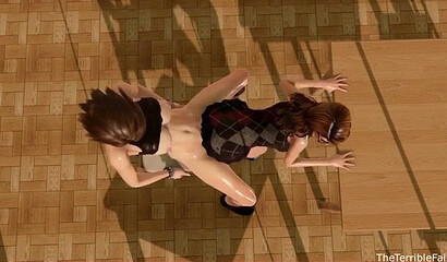 Teacher with futanari dick fucks student in 3D sex cartoon