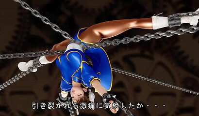 Asian warrior Chun Li from the game Street Fighter is tied up and fucked hard
