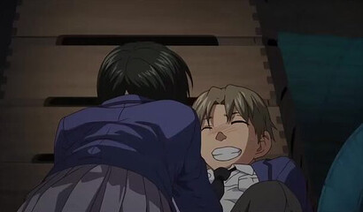 Ugly janitor fucks demure hentai schoolgirl in back room