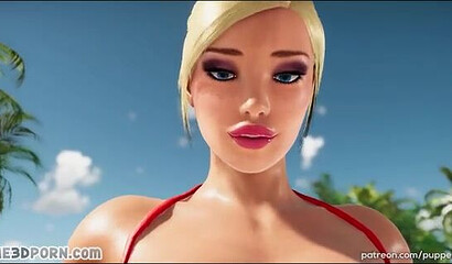 Futa girls in swimsuits give a friend a double penetration