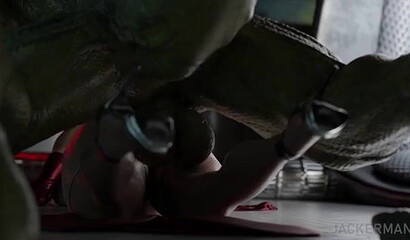 Reptiloid with a huge cock fucks a busty Russian spy in 3D cartoon