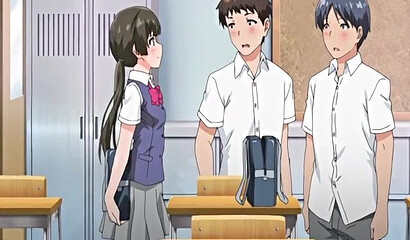 Young high school students watch hentai porn and have sex for the first time