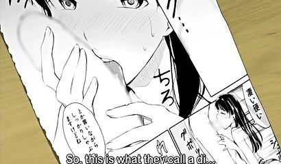 Japanese schoolgirl enjoys her first sex after looking through a hentai magazine