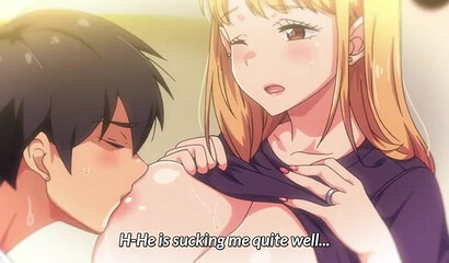 Hentai cartoon half-brother can't resist sister with big tits