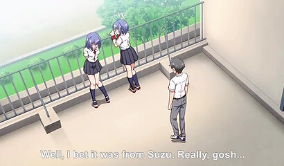 Hentai twin girls gave a friend a threesome for his birthday