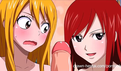 Lucky Natsu fucks Erza and Lucy in Fairy Tail cartoon porn parody