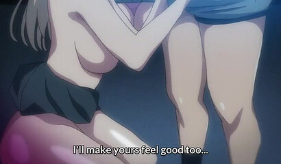 Schoolgirl watches her busty friend fuck a guy in anime