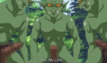 Horrible goblins gang bang innocent girl from hentai cartoon in the forest