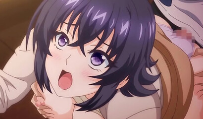 Young hentai teacher fucks student and her busty mom