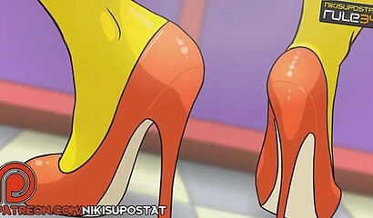 Fat Homer Simpson fucks wife Marge Simpson's beautiful ass in the kitchen