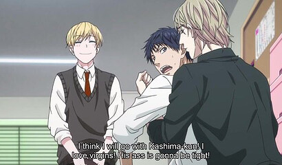 Romantic hentai story of gay students: pure gay love