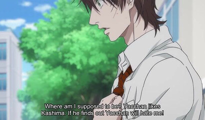 Romantic hentai story of gay students: pure gay love