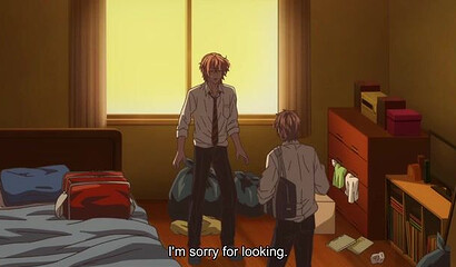 Romantic hentai story of gay students: pure gay love